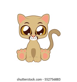 Cute mountain lion vector illustration art in flat color