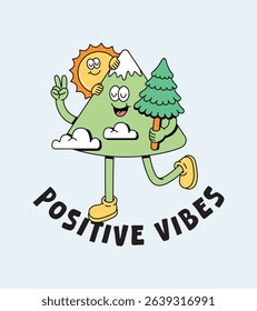 cute mountain retro cartoon illustration