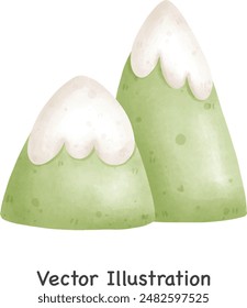 Cute mountain vector cartoon style. Mountain in winter. Cute mountain winter. Vector mountain. Vector Illustration.