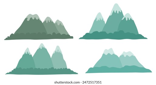 Conjunto de Vector de montaña lindo estilo de dibujos animados.