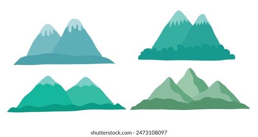 Cute mountain vector set cute cartoon style.