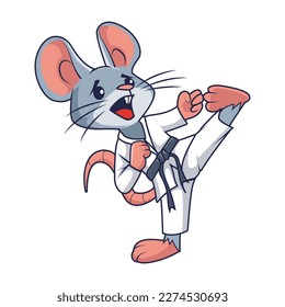 cute mouse animal cartoon karate