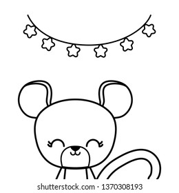 cute mouse animal with garlands hanging
