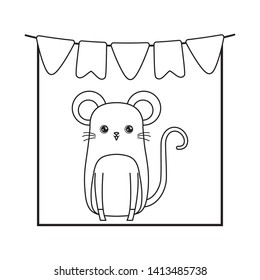 cute mouse animal with garlands hanging