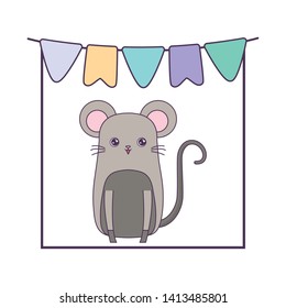 cute mouse animal with garlands hanging