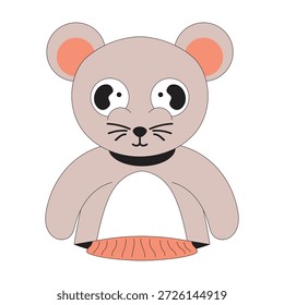 Bonito mouse animal mão marionete ícone de desenho animado ilustração