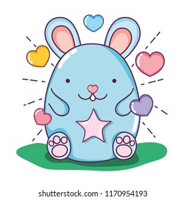 cute mouse animal with hearts and stars