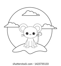 cute mouse animal in landscape