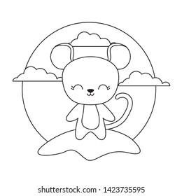 cute mouse animal in landscape