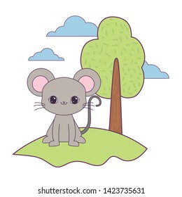 cute mouse animal in landscape