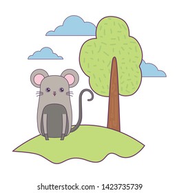 cute mouse animal in landscape