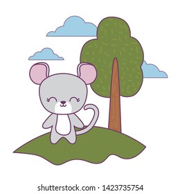 cute mouse animal in landscape