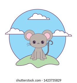 cute mouse animal in landscape