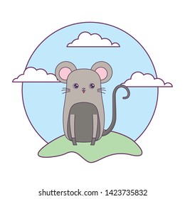 cute mouse animal in landscape