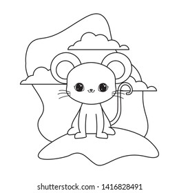 cute mouse animal in landscape natural