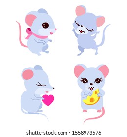 Cute mouse baby. Little adorable rat, 2020 symbol. Premium quality vector design element.