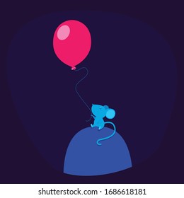 Cute mouse with a balloon