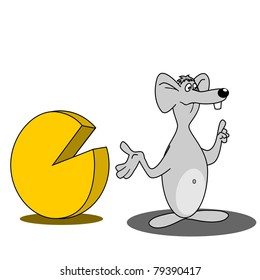 Cute mouse with a big cheese