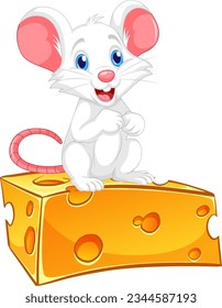 Cute Mouse with Big Cheese illustration
