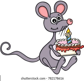 Cute mouse with a Birthday cake
