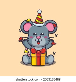 Cute mouse in birthday party.