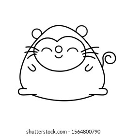 сoloring. cute mouse. Black contour on white background. Vector 