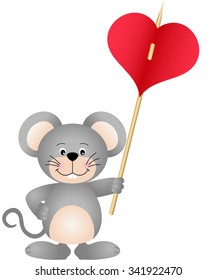Cute mouse carries heart
