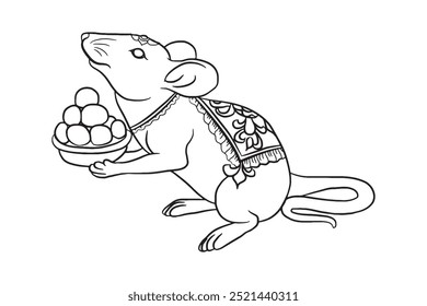 A cute mouse is carrying sweets.