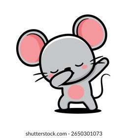 Cute Mouse Cartoon Character Doing Dabbing Pose
