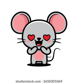 Cute Mouse Cartoon Character Feeling In Love