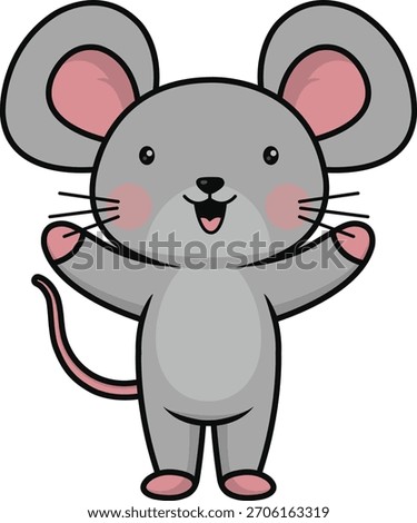 Cute Mouse Cartoon Character. Isolated on White Background.