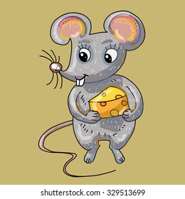 cute mouse, cartoon character who keeps cheese