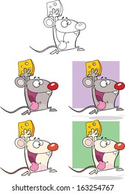 Cute Mouse Cartoon Characters. Vector Collection Set