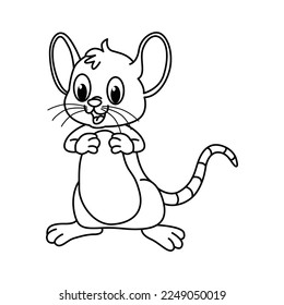 Cute mouse cartoon characters vector illustration. For kids coloring book.