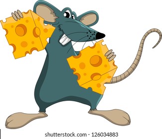 cute  mouse cartoon with cheese
