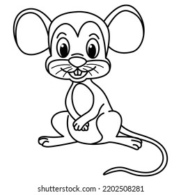 Cute mouse cartoon coloring page illustration vector. For kids coloring book.
