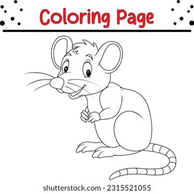 Página de coloreado de dibujos animados de ratón. Ilustración vectorial en blanco y negro para libro de colorantes