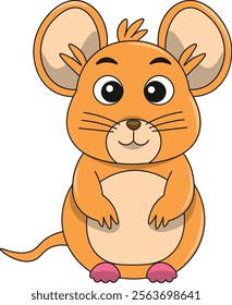 Cute mouse cartoon. Flat vector illustration. Wild life animals. Cute animal on white background