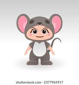 Cute mouse With Cartoon Icon Vector Illustration. Cute bear mascot costume concept Isolated Premium Vector. Flat Cartoon Style