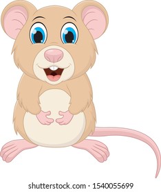 Cute mouse cartoon isolated on white background