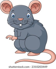 Cute mouse cartoon on white background