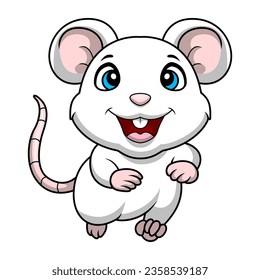 Cute mouse cartoon on white background