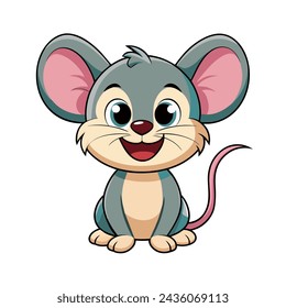Cute mouse cartoon on white background