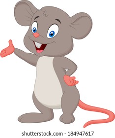 Cute mouse cartoon presenting