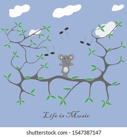 cute mouse cartoon sitting on the branch