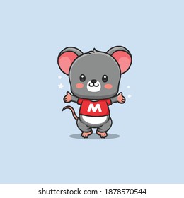 Cute mouse cartoon standing and presenting.