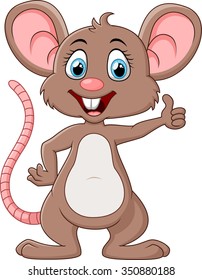 Cute mouse cartoon thumb up