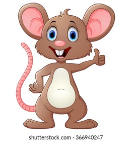 Cute mouse cartoon thumb up