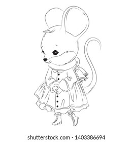 Cute mouse cartoon vector illustration
