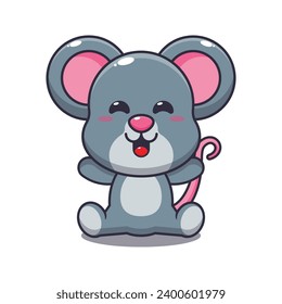 Cute mouse cartoon vector illustration. 